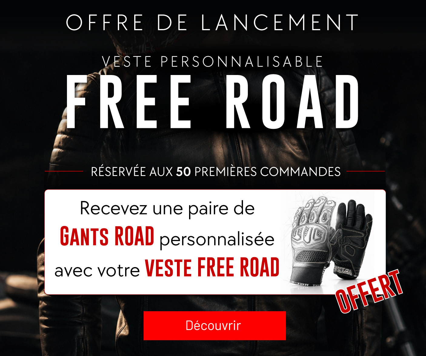 Veste FREE ROAD - cuir moto personnalisable - sortie officielle en Juillet 2026